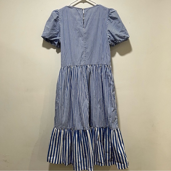 J.Crew Cotton-blend Poplin Puff-sleeve Tiered Midi Dress size 6 - Picture 6 of 11